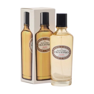 Frasco de Eau de Cologne FAVA TONKA com embalagem correspondente branca