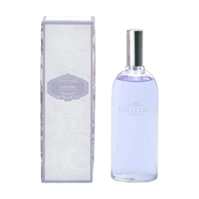 Perfume de lavanda Castelbelo com embalagem branca e lilás