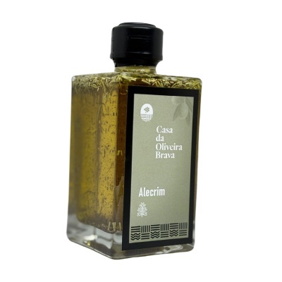 Garrafa quadrada de azeite aromatizado com alecrim da Casa da Oliveira Brava