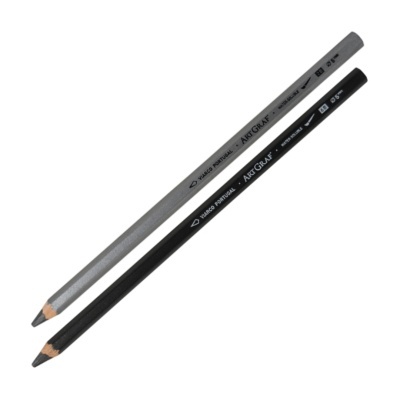 Dois lápis ARTCRAF, um cinzento e um preto, com texto branco e acabamento mate