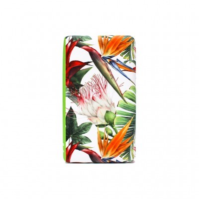 Carteira com padrão floral colorido em fundo branco