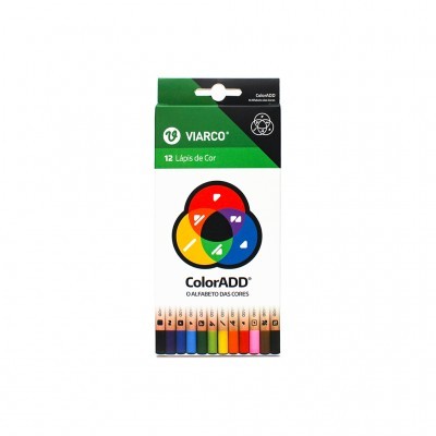 Caixa de lápis de cor VIARCO ColorADD com 12 cores