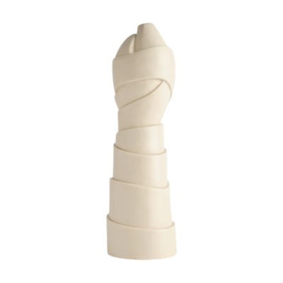 Sandália feminina beige com tiras largas torcidas