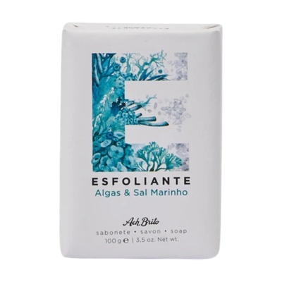 Sabonete esfoliante algas e sal marinho embalagem branca
