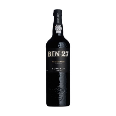 Garrafa de vinho do Porto BIN Nº 27 Fonseca com rótulo preto