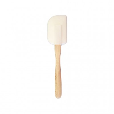 Espátula de cozinha com cabo de madeira e silicone branco