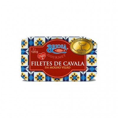 Lata de filetes de cavala Briosa Gourmet em molho vilão
