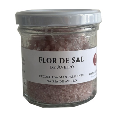 Frasco de flor de sal de Aveiro cor de rosa com tampa branca