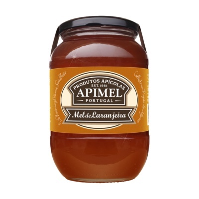 Frasco de mel de laranjeira da marca Apimel