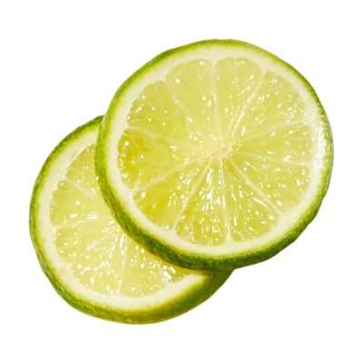 Rodelas de limão verde fresco com polpa visível