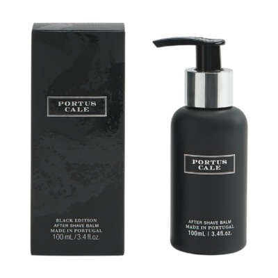 Frasco preto fosco e caixa preta do balm pós-barba Portus Cale