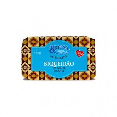 Sabonete Briosa Gourmet Biqueirão em azeite picante, 120g, embalagem azul e padrão decorativo