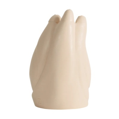 Vela decorativa mãos entrelaçadas cor bege