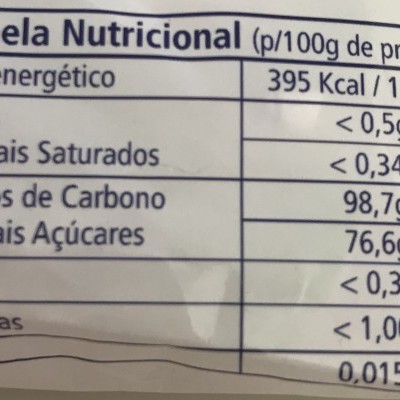 Etiqueta de tabela nutricional de produto alimentar em português