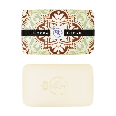 Saboneteira decorativa colorida e sabonete branco com marca