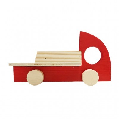 brinquedo camião madeira vermelho e natural