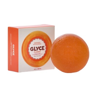 Sabonete glicerinado laranja round com caixa branca e laranja