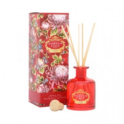 Difusor de fragrância Portus Cale em vidro vermelho com caixa floral