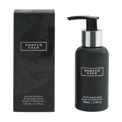 Conjunto frasco e caixa preta bálsamo pós-barba PORTUS CALE Black Edition 100 mL