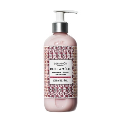 Frasco rosa com doseador de sabonete líquido Benamôr Rose Amélie