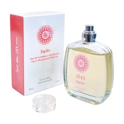 Frasco de perfume 1543 Japão com embalagem ao lado