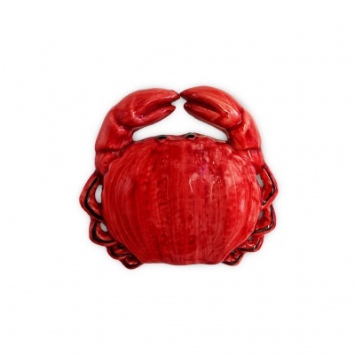 Prato cerâmica formato caranguejo vermelho brilhante