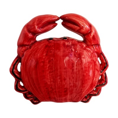 Figura de cerâmica de caranguejo vermelho brilhante