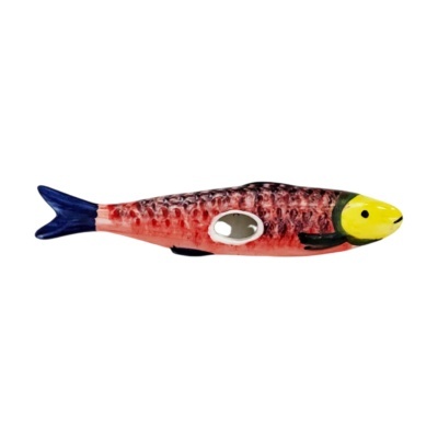 Figura decorativa em forma de peixe colorido em cerâmica