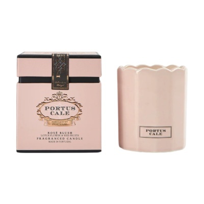 Vela perfumada PORTUS CALE Rosé Blush com embalagem e recipiente cerâmico rosa claro