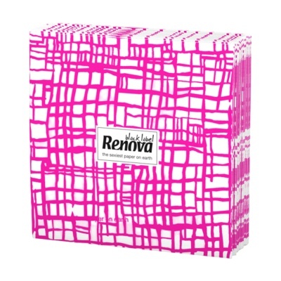 Pacote de lenços de papel com padrão geométrico rosa e branco Renova