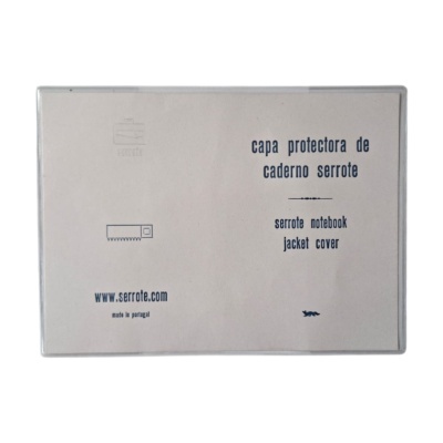 Capa protectora de caderno serrote com texto e embalagem simples