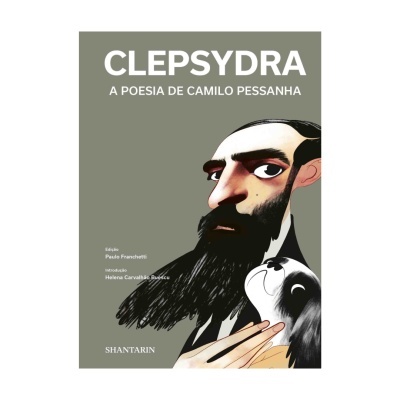 Capa do livro Clepsydra - A Poesia de Camilo Pessanha com ilustração de homem e cão