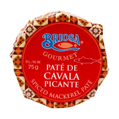 Embalagem redonda de paté de cavala picante Briosa Gourmet