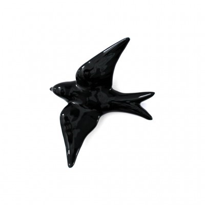 Escultura decorativa em forma de andorinha preta brilhante