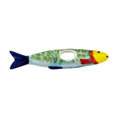 Abridor de garrafas cerâmico em forma de peixe colorido