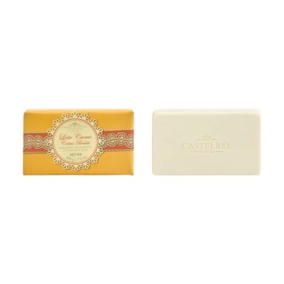 Jabão aromático Castelbel Porto Leite Creme Creme Brûlée com embalagem e barra de sabão branca