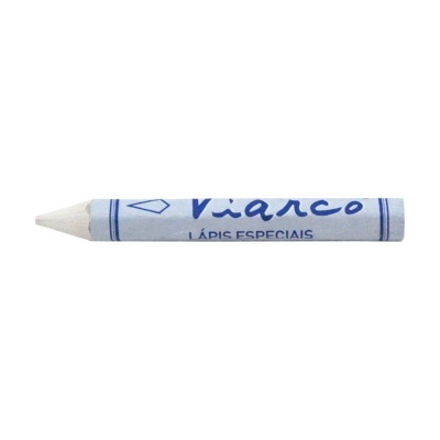 Lápis especial Vianco branco com papel azul e texto azul