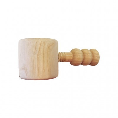 Martelo de madeira com cabo texturizado e cabeça cilíndrica