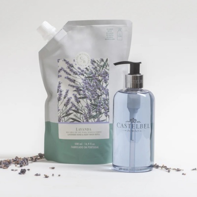 Recarga gel lavanda e frasco doseador Castbel Porto
