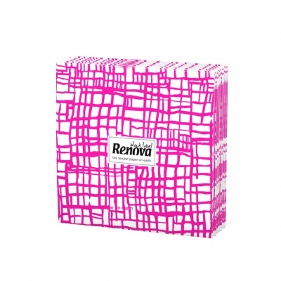 Pacote de papel higiénico Renova com padrão rosa e branco