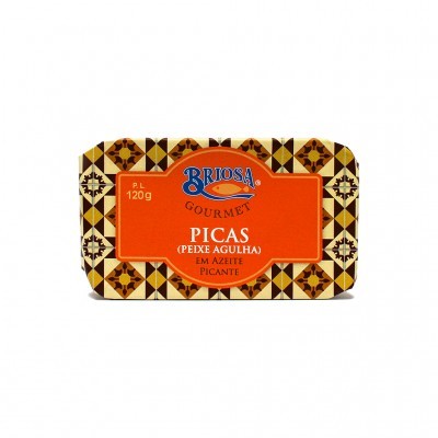 Embalagem de Picas Peixe Agulha em azeite picante Briosa Gourmet 120g