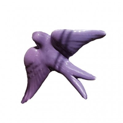 Pássaro decorativo de cerâmica roxo