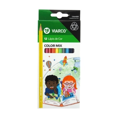 Pacote de lápis de cor Viarco Color Mix com 12 unidades e ilustração colorida