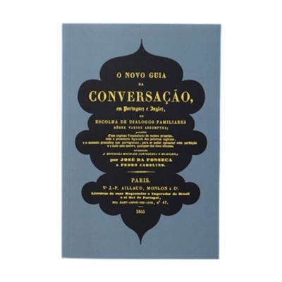 Livro azul com texto preto e amarelo na capa