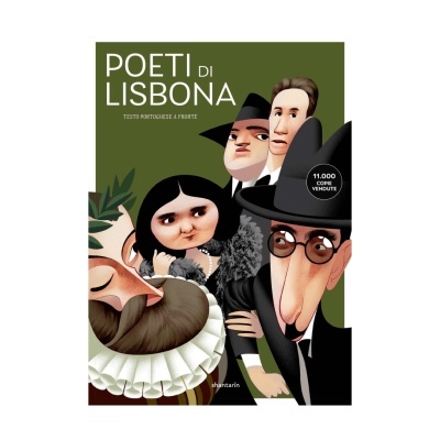 Capa de livro com ilustrações de cinco pessoas e texto em italiano