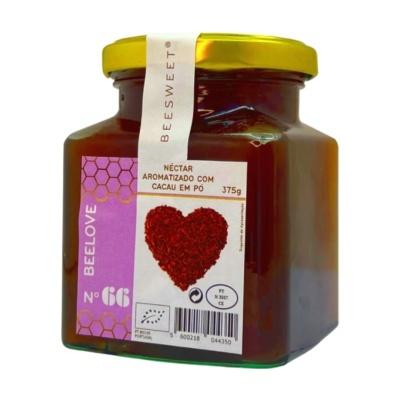 Frasco de néctar aromatizado com cacau em pó BEELOVE No 66