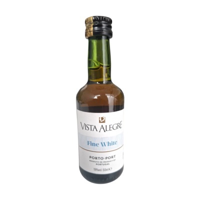 Garrafa de porto Vista Alegre Fine White de 50ml com rótulo branco e tampa preta