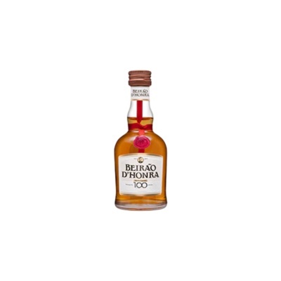 Garrafa de licor Beirão DHonra com etiqueta branca e selo vermelho