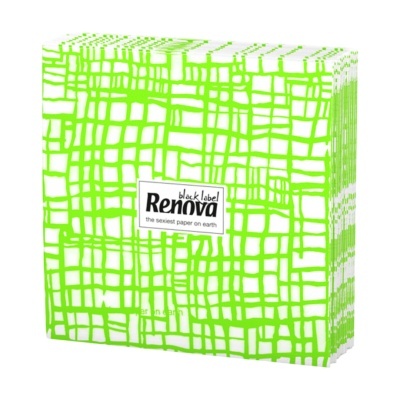 Pack de lenços de papel brancos com linhas verdes e texto Renova