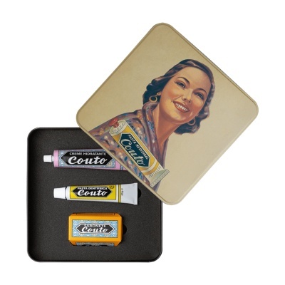 Caixa metálica de produtos de higiene pessoal Couto com design vintage